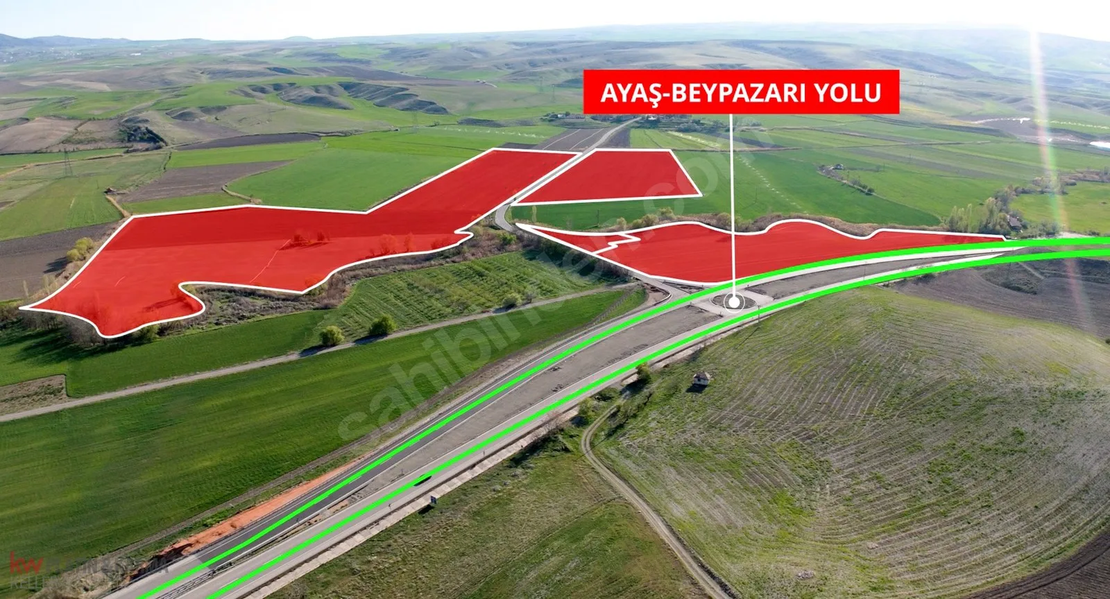 Ankara Ayaş'ta Beypazarı Yoluna Cepheli 200 Dönüm Satılık Tarlalar